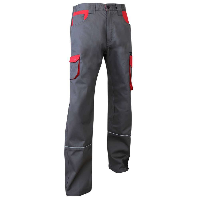 Pantalon de travail Multi Poches LMA Lin Gris / Rouge 56