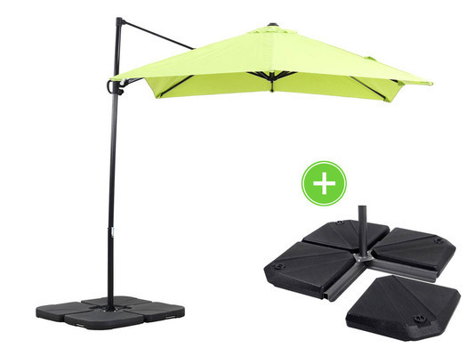 Parasol jardin déporté Alu Sun 3 - Carré - 2.5 x 2.5 m - Vert - Dalles incluses