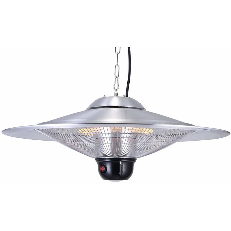 Parasol chauffant suspendu infrarouge SATURN - équipe d'une télécommande et d'une lampe à LED - Chauffage de terrasse - GREADEN