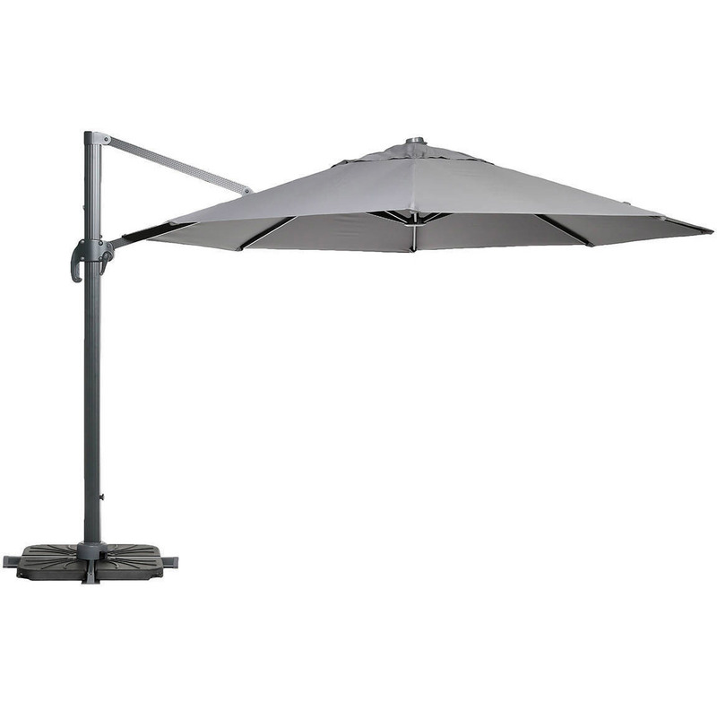 Parasol déporté rond Fresno Ø 3,50 m Ardoise - HESPERIDE Parasol déporté rond Fresno Ø 3,50 m Ardoise - HESPERIDE