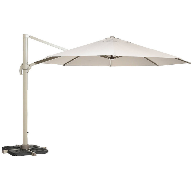 Parasol déporté rond Fresno Ø 3,50 m Taupe - HESPERIDE Parasol déporté rond Fresno Ø 3,50 m Taupe - HESPERIDE