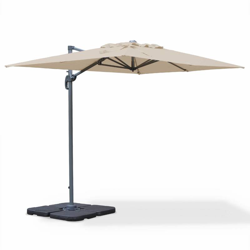 Parasol déporté rectangulaire Biscarosse 2x3m Beige excentré inclinable rotatif à 360° - ALICE'S GARDEN