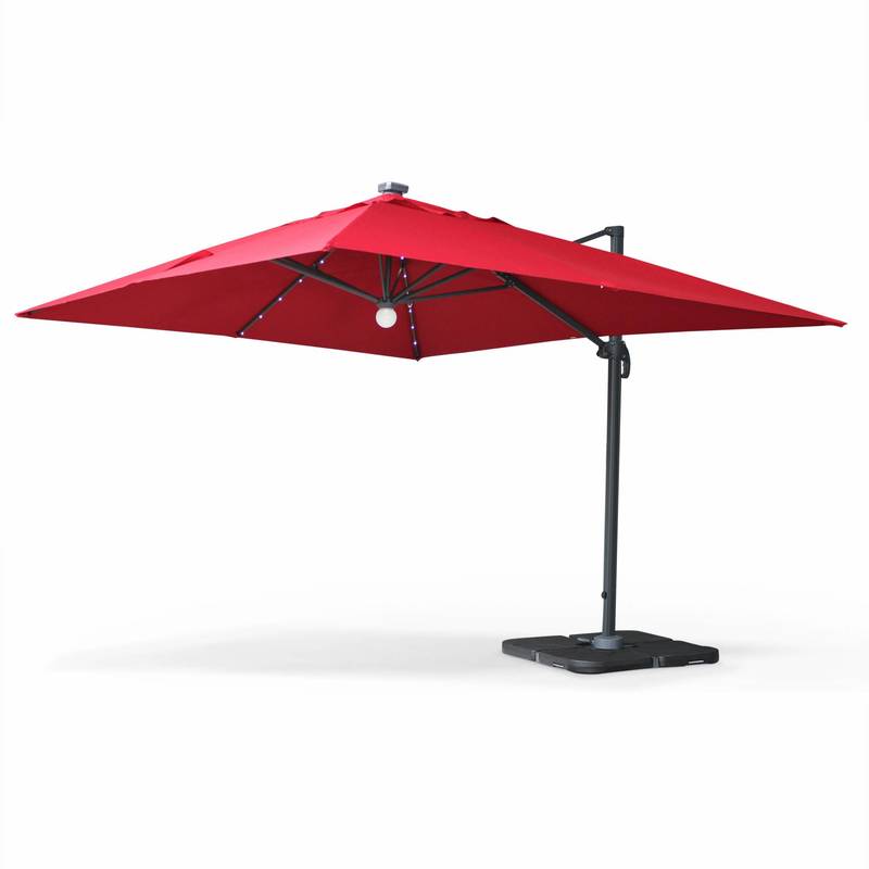 Parasol déporté solaire LED 3x4m Luce Rouge, haut de gamme avec lumière intégrée - ALICE'S GARDEN