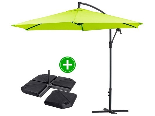 Parasol jardin déporté Alu Ilios - Rond - Ø 3 m - Vert - Dalles incluses