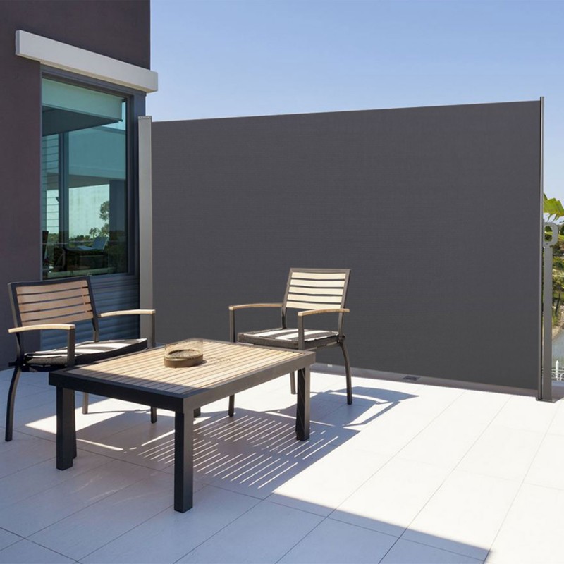 Paravent extérieur rétractable 300x180cm gris anthracite store vertical