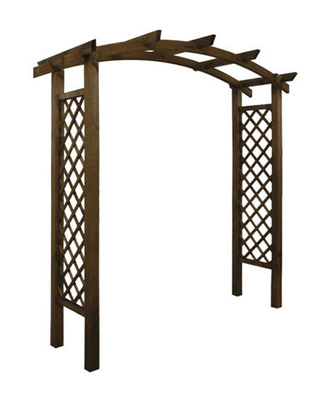 Pergola double arc en bois teinté Akebia - BURGER JARDIPOLYS Pergola double arc en bois teinté Akebia - BURGER JARDIPOLYS
