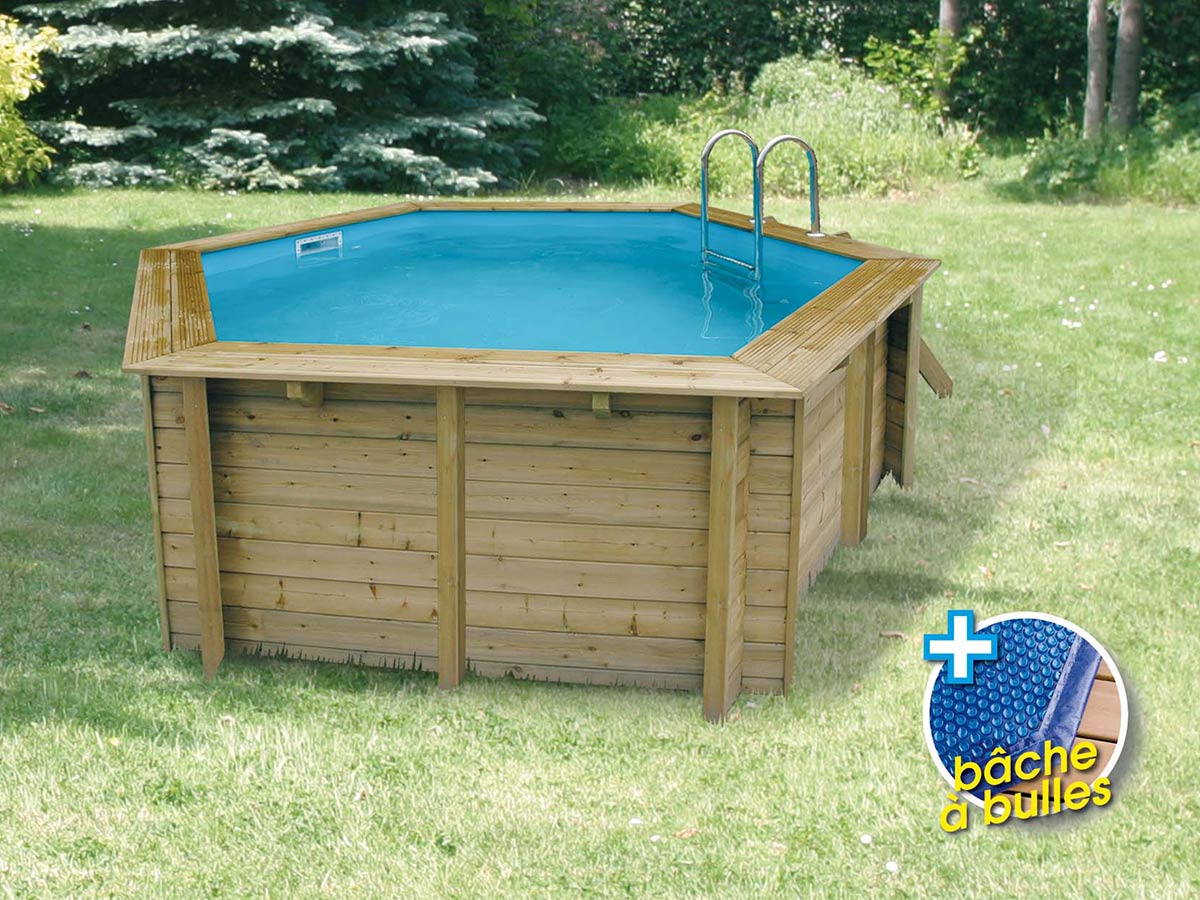 Piscine bois Azura 4,10 x 1,20 m + Kit margelles - Ubbink