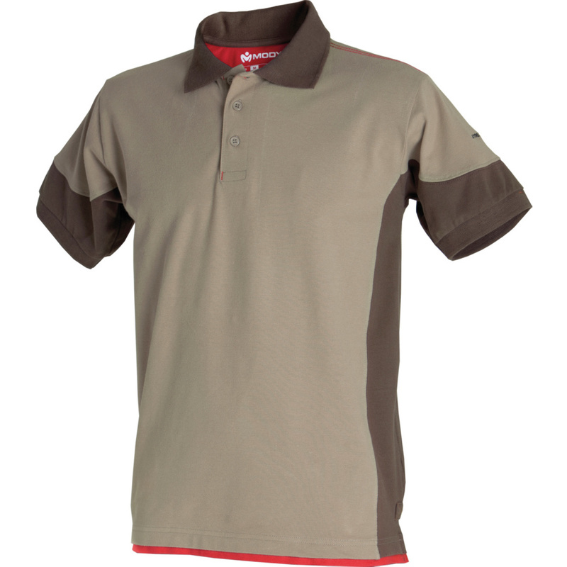 Polo de travail Stretchfit beige/marron - M - MODYF