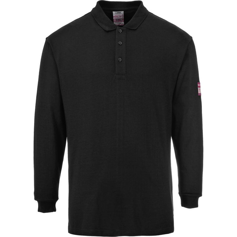 Polo manches longues retardateur de flamme et antistatique Portwest Noir XL