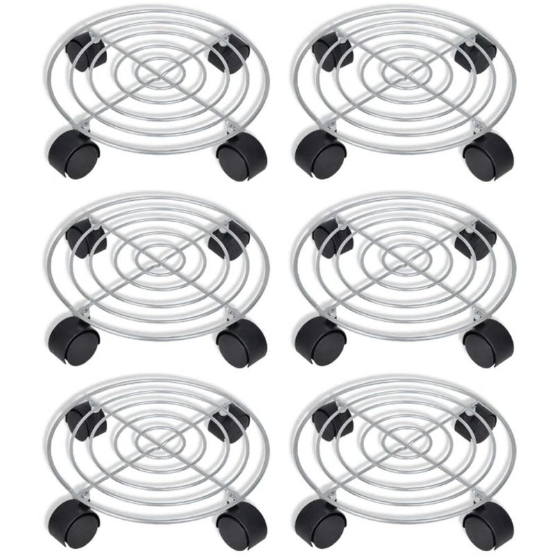 vidaXL Porte-plante à roulettes en métal 6 pcs