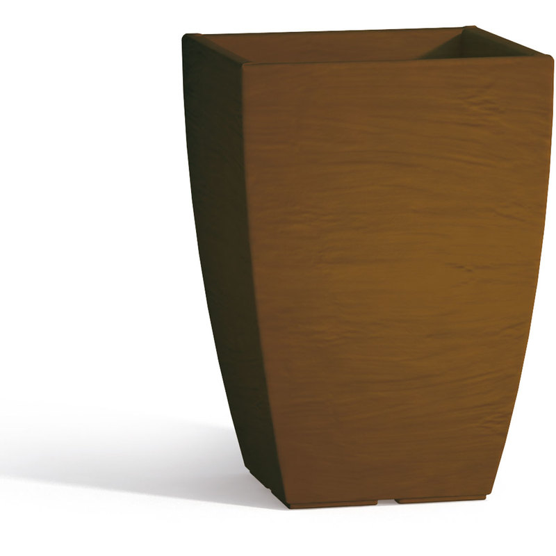 Pot de Fleurs avec Sous-Pot Aloe en Résine Carré Marron H40 27x27 Cm - TKM