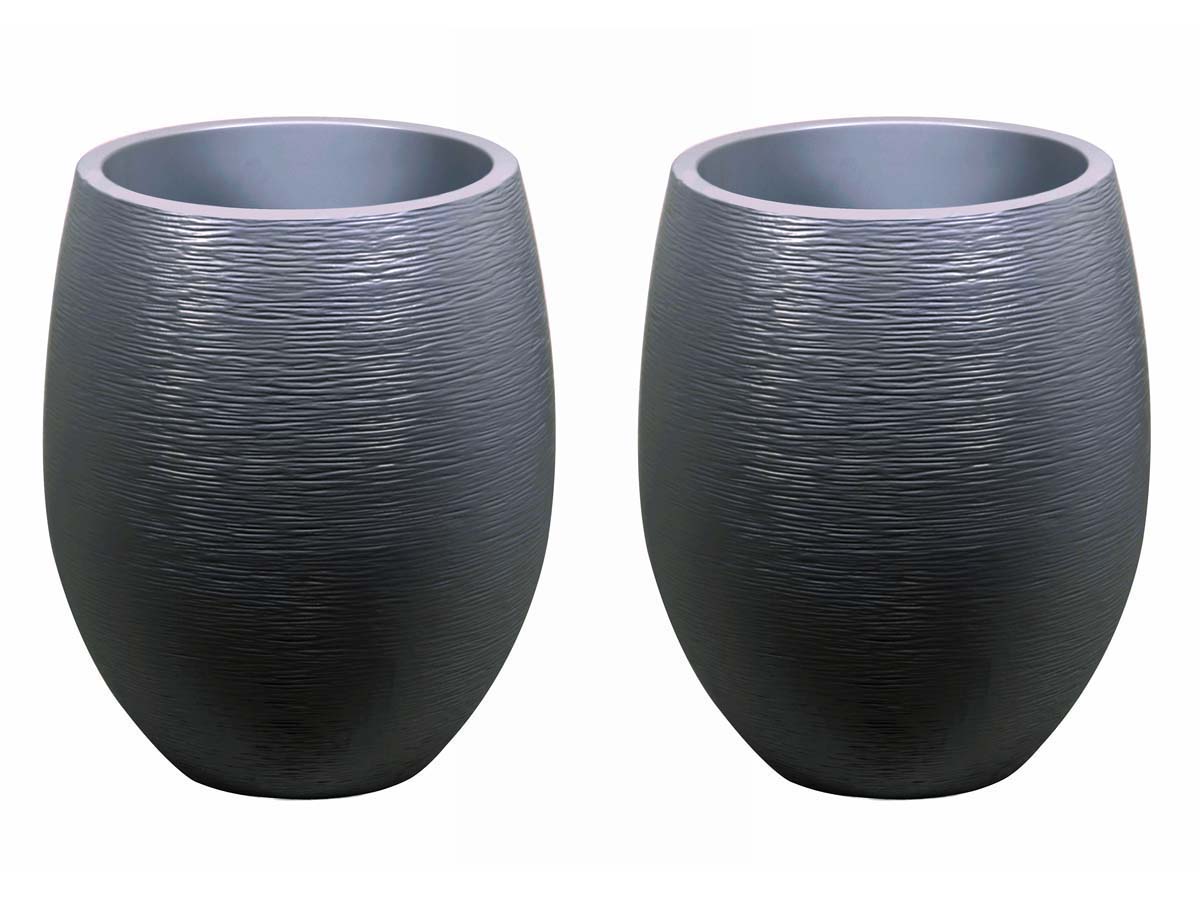 Pot à fleurs Egg - Gris anthracite - Ø 50 x 60 cm - lot de 2