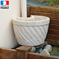 Lot de 2 pots de fleurs cache gouttière en pierre reconstituée - Diam.51cm