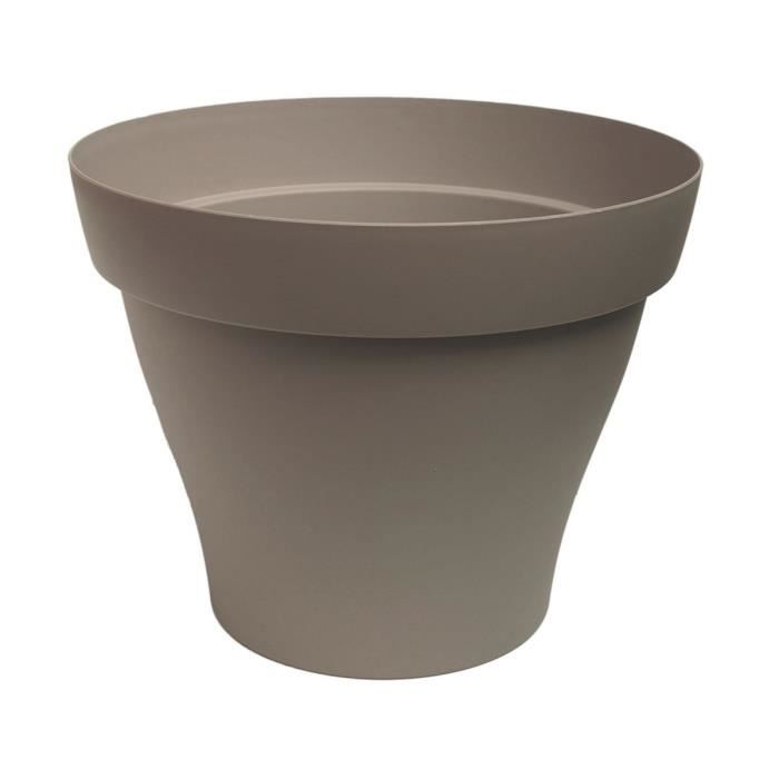 ROMEO Pot rond pré-percé 30cm - Contenance 9l - Taupe