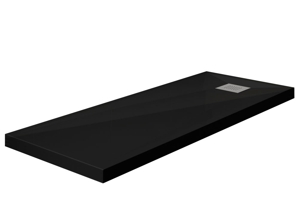 Receveur rectangulaire Kinecompact - Noir mat - 160 x 70 cm
