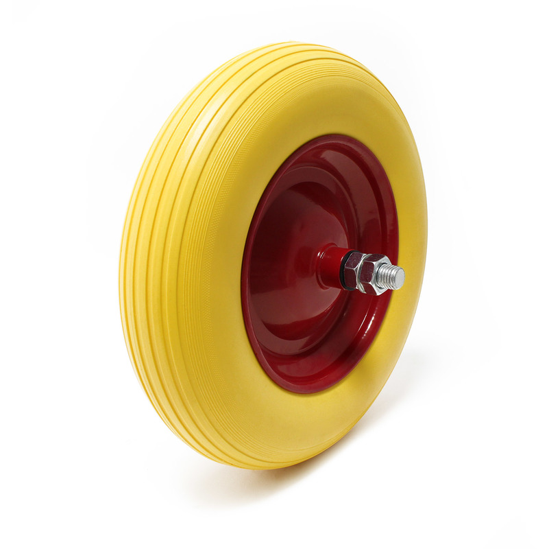 Roue complète 4.00-8 de brouette en polyuréthane Grandeur , increvable - WILTEC