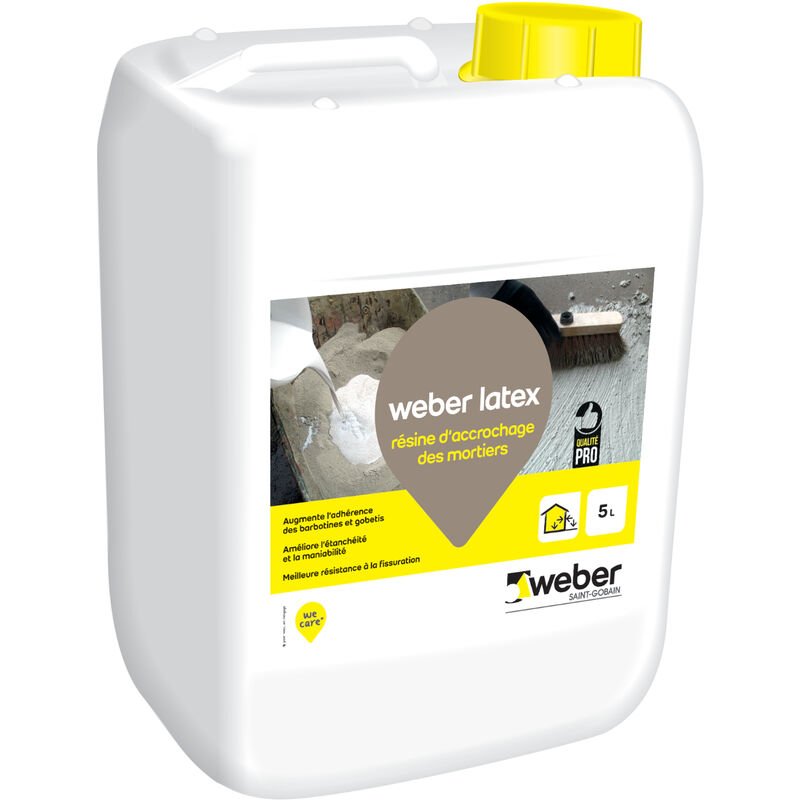 Résine d'accrochage Latex 5L pour mortiers et bétons, Weber latex