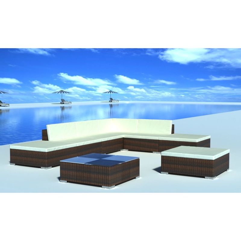 vidaXL Jeu de meuble jardin 20 pcs Marron Résine tressée