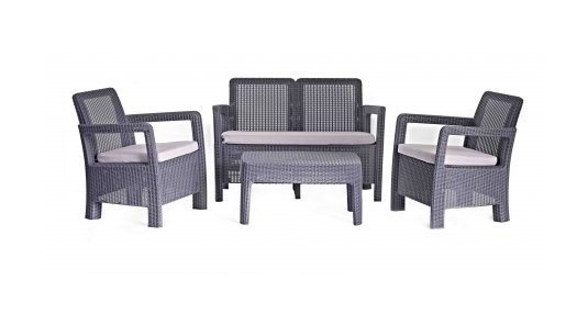 Salon de jardin en résine gris anthracite SAINT BARTH - KETER Salon de jardin en résine gris anthracite SAINT BARTH - KETER