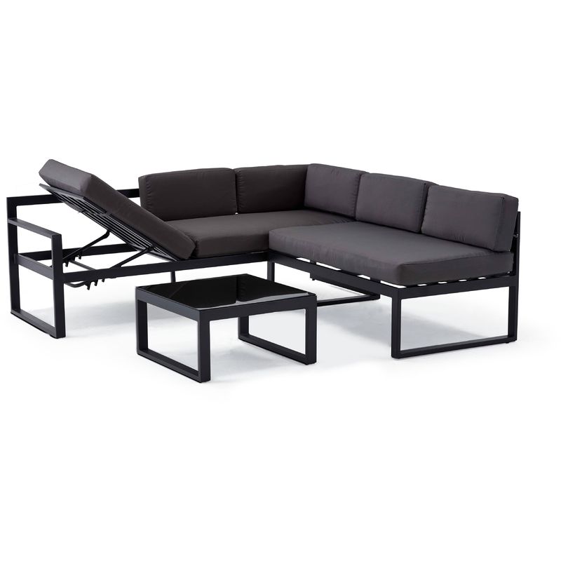Salon de jardin d'angle 5 places en aluminium Gris Salon de jardin d'angle 5 places en aluminium Gris