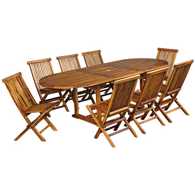 salon de jardin en teck huilé pour 8-10 personnes Table ovale - WOOD-EN-STOCK