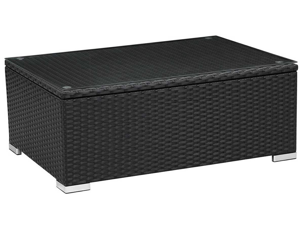 Table basse avec coffre en résine tressée Ibiza Luxe - Atlanta - Noir