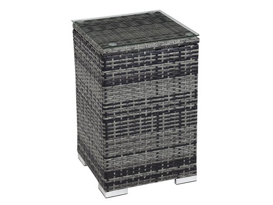 Table d'appoint avec coffre en résine tressée Ibiza Luxe - Florida - Gris