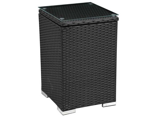Table d'appoint avec coffre en résine tressée Ibiza Luxe - Atlanta - Noir