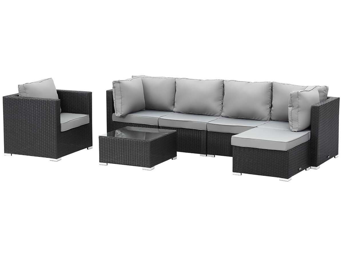 Salon de jardin modulable en résine tressée Boston Luxe - Atlanta - Noir