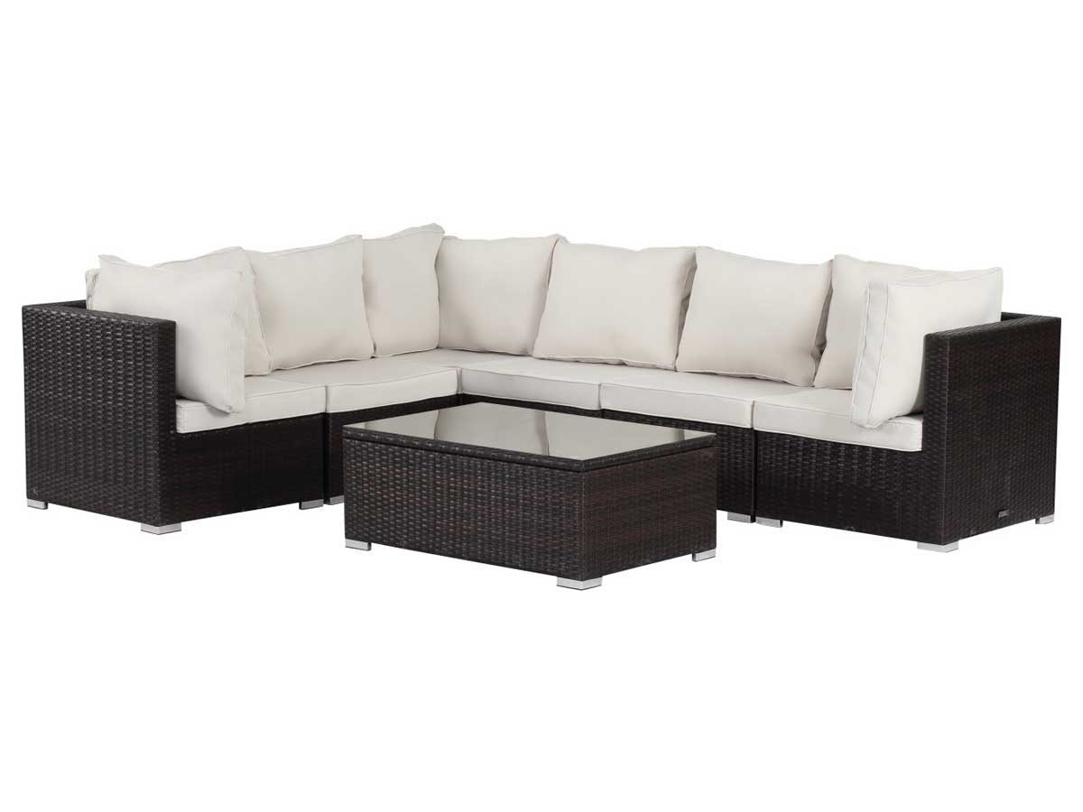 Salon de jardin modulable en résine tressée Auckland Luxe - Buffalo - Marron