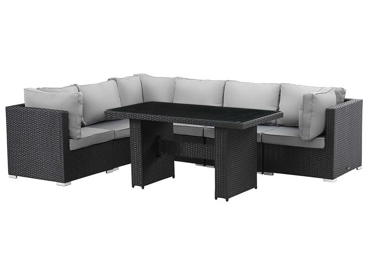 Salon de jardin repas modulable en résine tressée Feroe - Atlanta - Noir