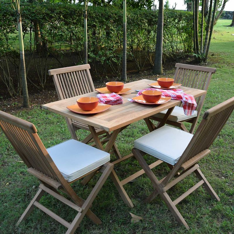 Salon de jardin en teck Ecograde Makassar, table pliante 120 x 70 cm + 4 chaises Java - TECK'ATTITUDE Salon de jardin en teck Ecograde Makassar, table pliante 120 x 70 cm + 4 chaises Java - TECK'ATTITUDE