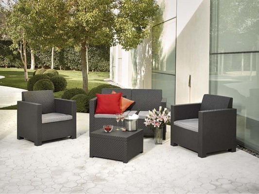 Salon de jardin en résine Evo - Anthracite
