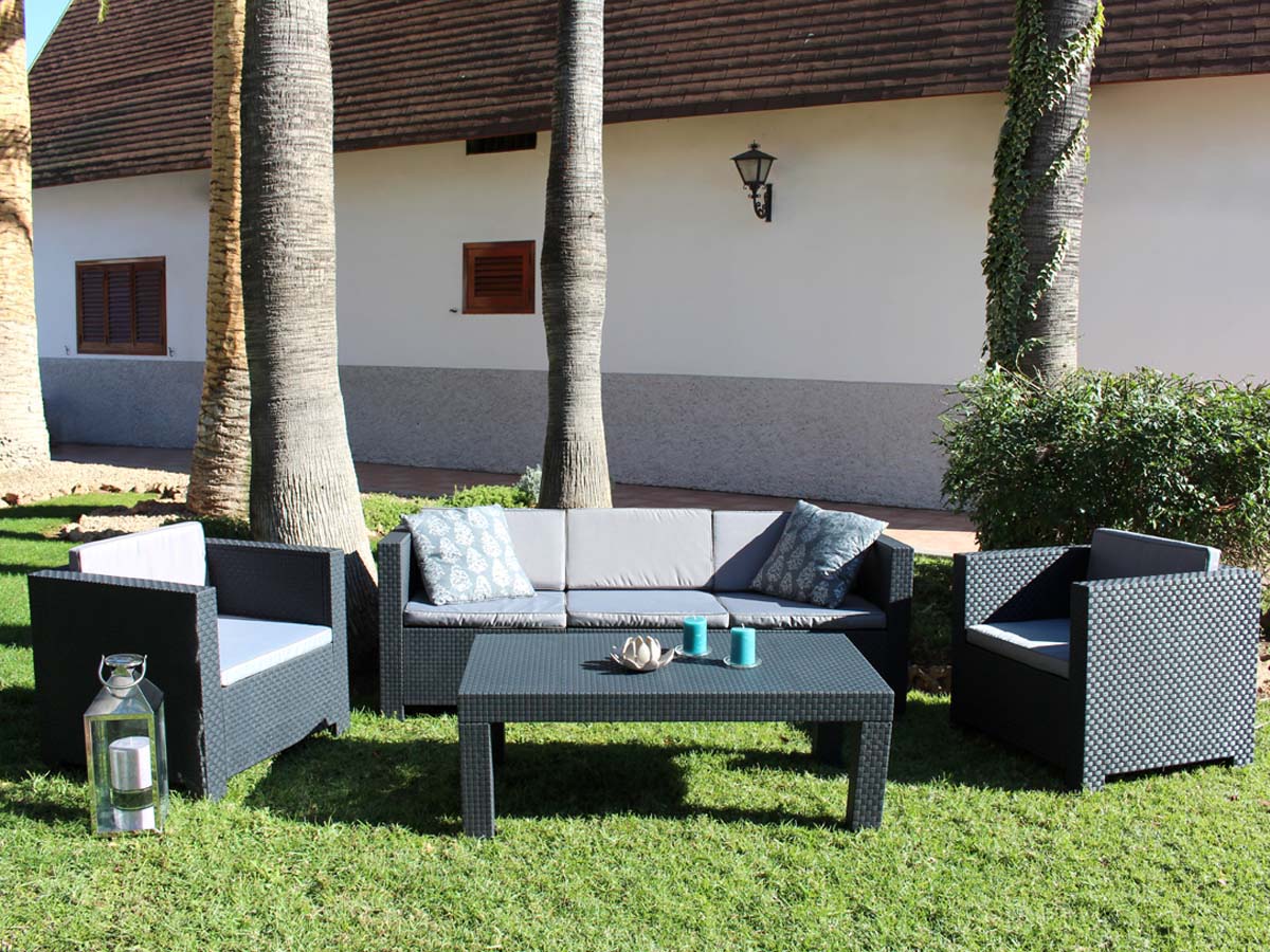 Salon de jardin en résine Tropea - Anthracite