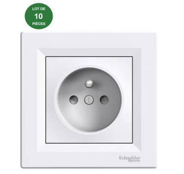 SCHNEIDER - Lot 10 prises 2P+T standard 16A IP20 blanc - Asfora- EPH2800121LOT10
