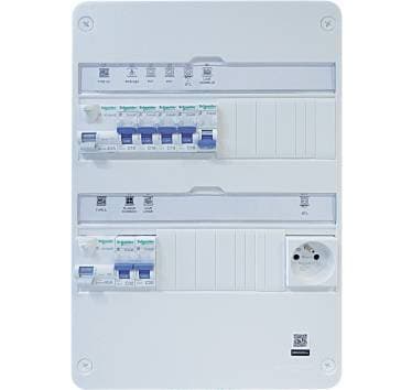 SCHNEIDER - Tableau monté câblé XE 2R 13 modules 2ID + 7 disjoncteurs + 1 prise - SCHN002A