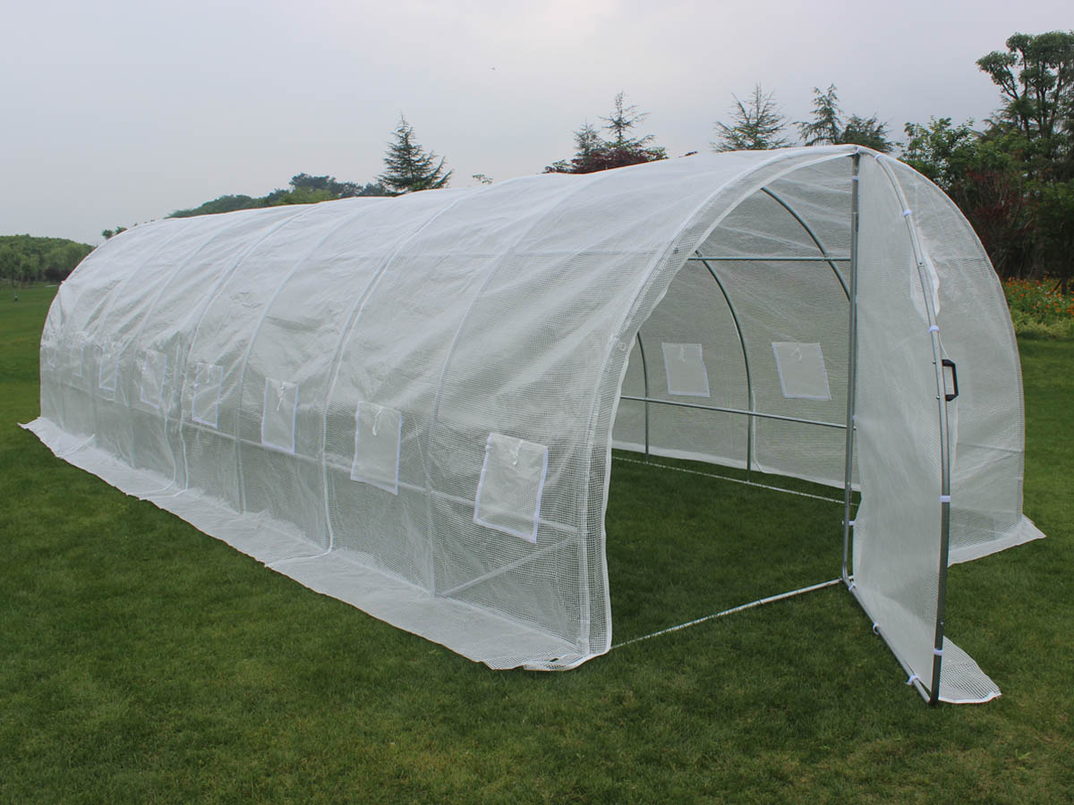 Serre tunnel de jardin avec porte Mimosa - 220g/m2 - 24m² - 8 x 3 x 2 m