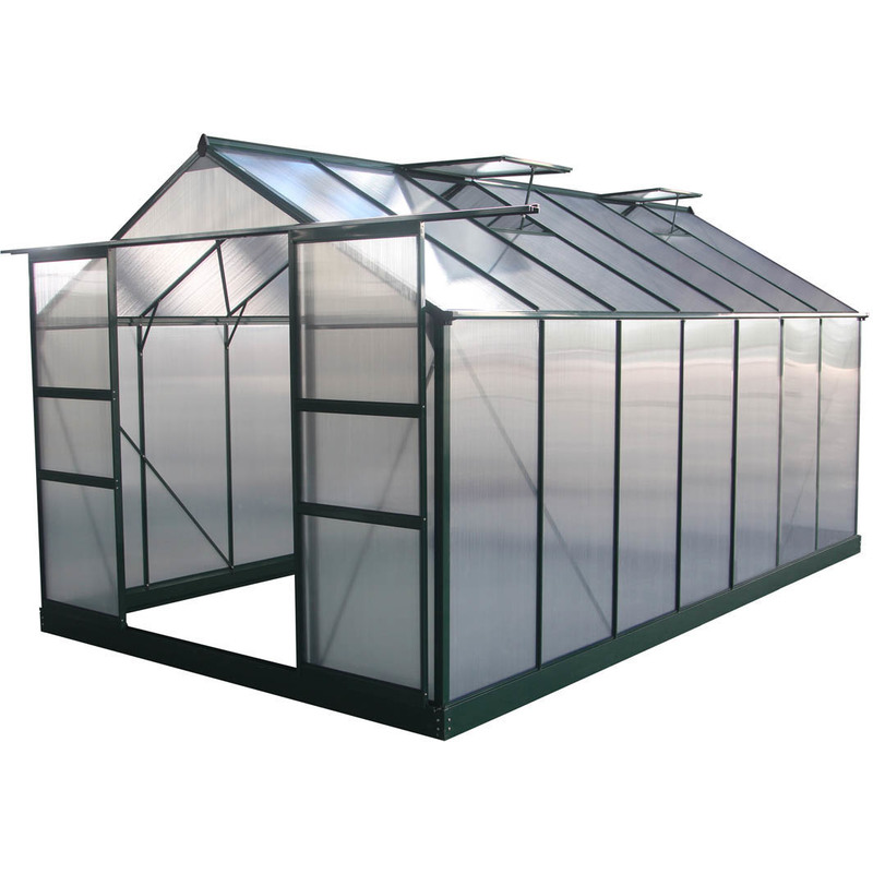 Serre jardin polycarbonate "Dahlia" Vert Sapin 13,29 m² - HABITAT ET JARDIN