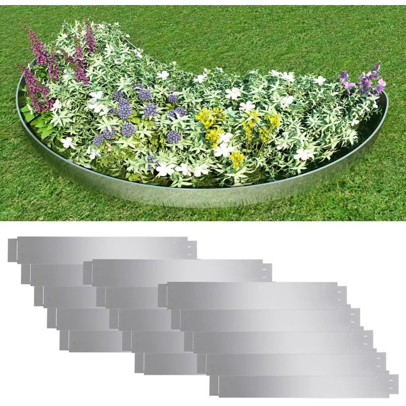 vidaXL Set de 15 Clôtures pelouse flexibles en acier galvanisé 100 x cm vidaXL Set de 15 Clôtures pelouse flexibles en acier galvanisé 100 x cm