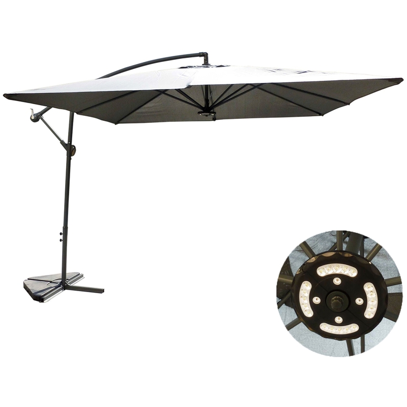 Solenzara à LED gris : Parasol à LED déporté 3x3m - CONCEPT-USINE