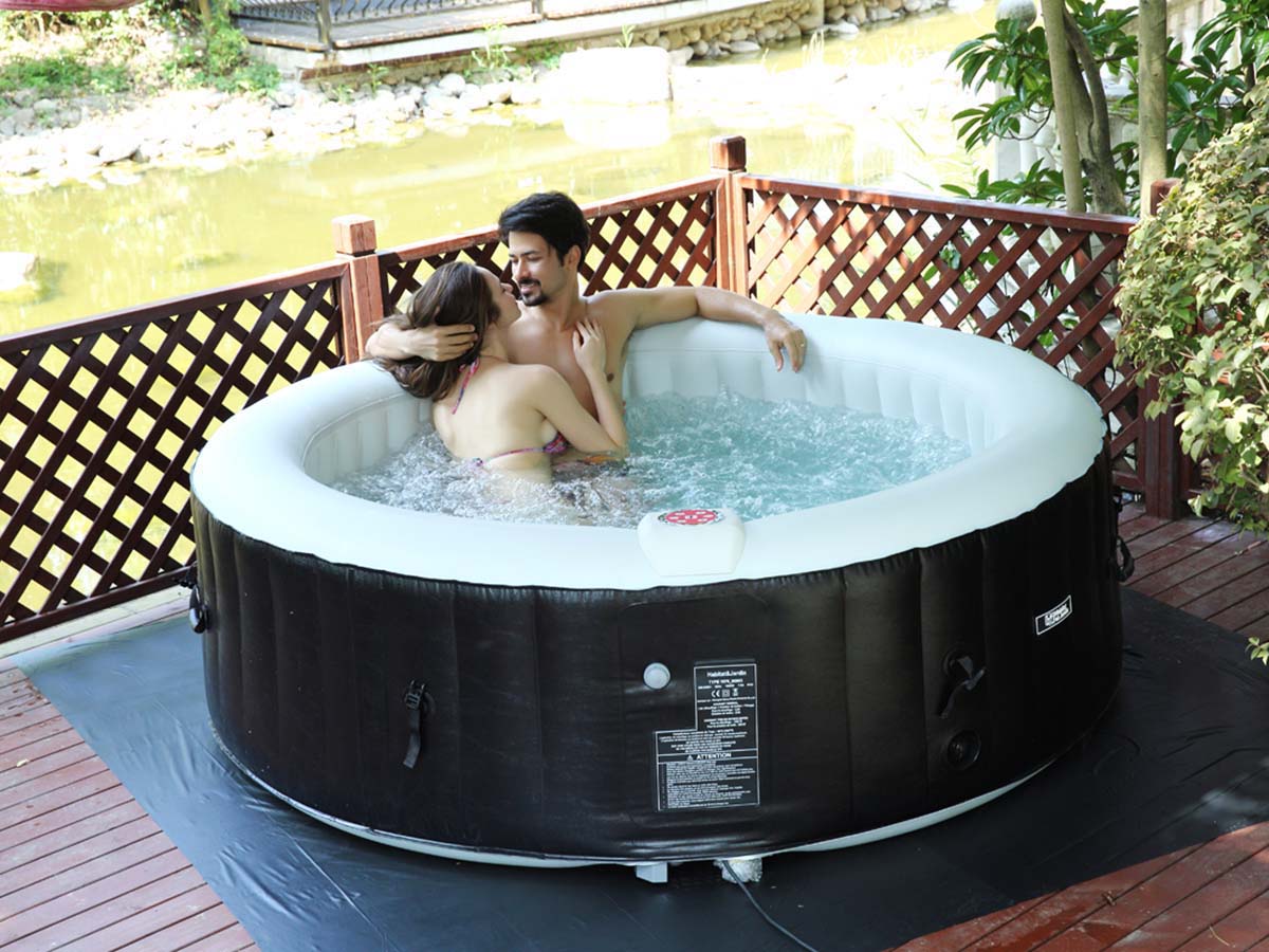 Spa gonflable Saint tropez en PVC - 6 places - Noir/Gris clair