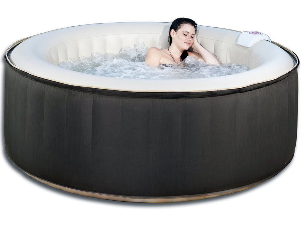 Spa gonflable LED Nice en PVC - 4 places - Noir/Crème