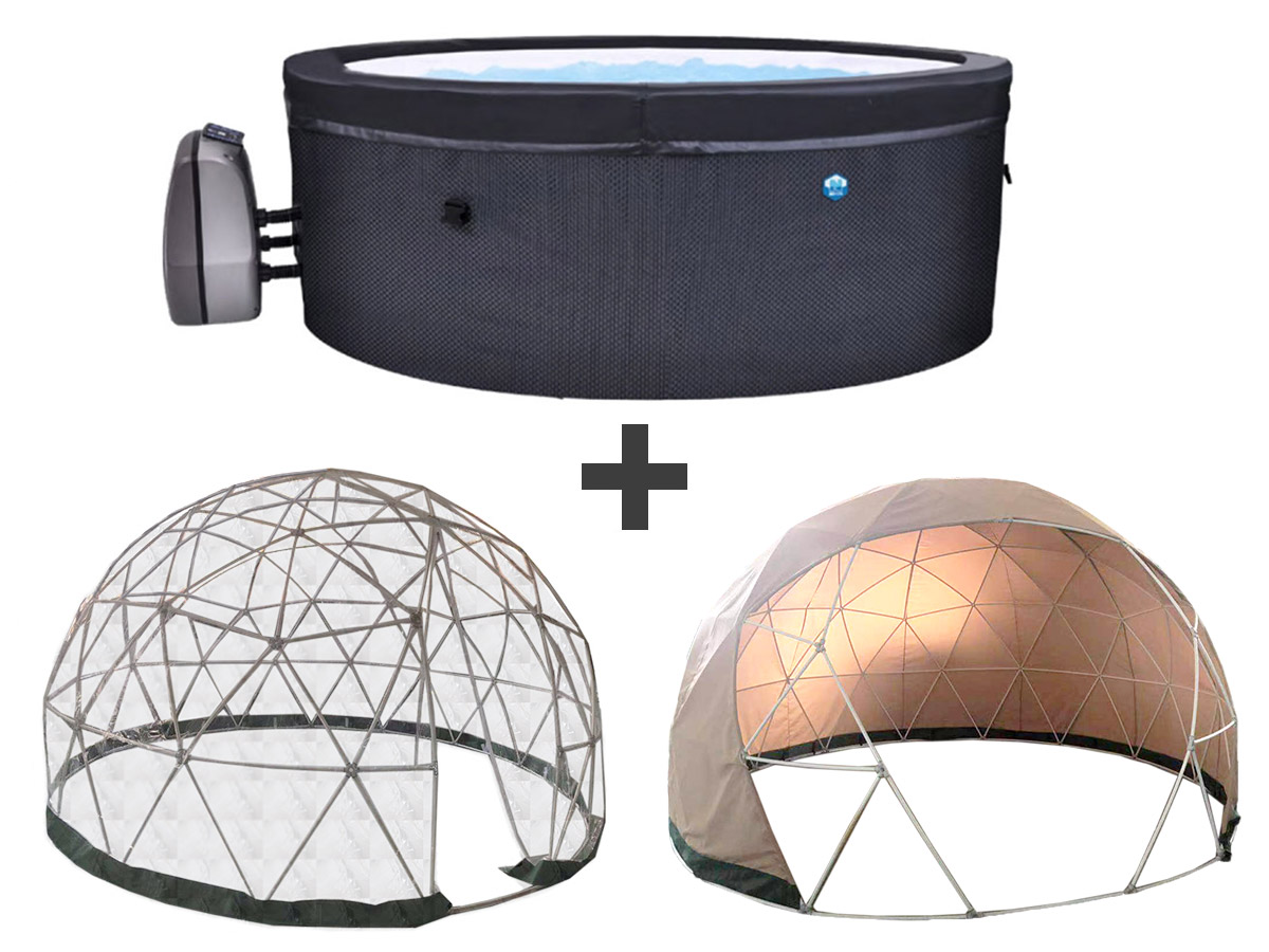 Spa portable semi-rigide Vita rond Bulles 4 places - Netspa + Abri > + Couverture été pour abri >