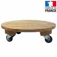Plateau porte plantes en bois à roulettes - Rond 50cm