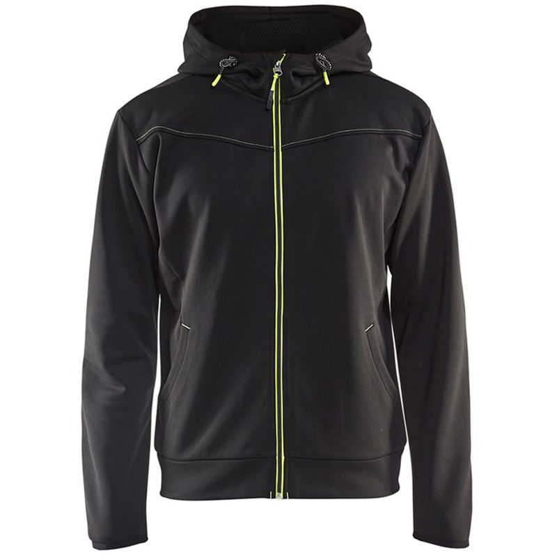 Sweat shirt à capuche Blaklader zippé Contrast Noir / Jaune 3XL
