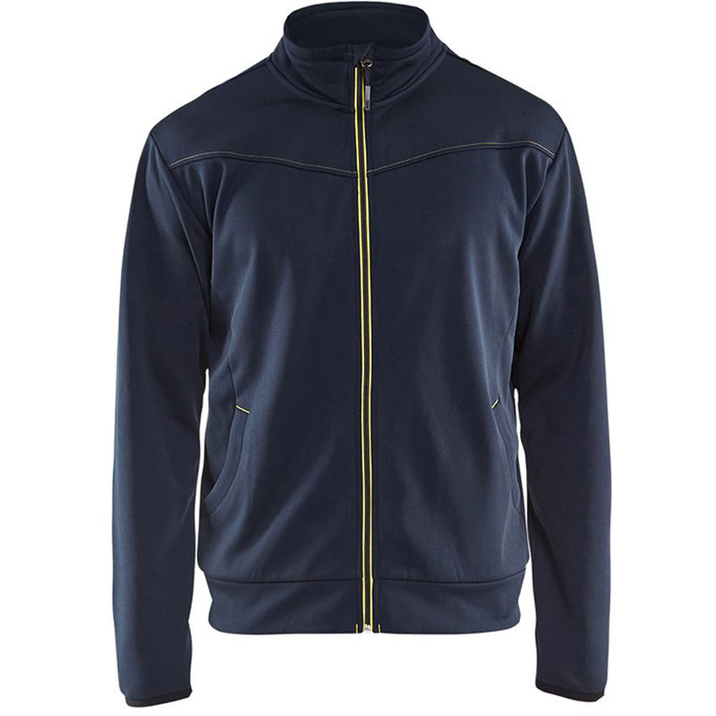 Sweat shirt de travail Blaklader zippé Marine Foncé / Jaune 4XL