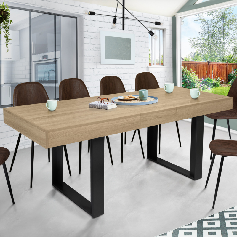 Table à manger extensible PHOENIX 160-200 cm bois et noir