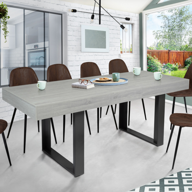 Table à manger extensible PHOENIX 160-200 CM bois gris