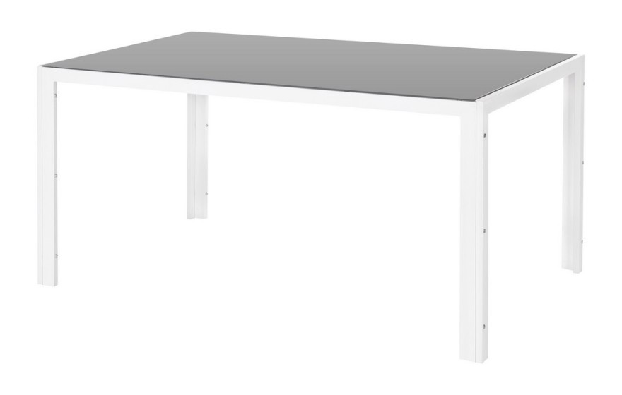 Table de jardin 150cm en acier blanc et gris TARRAGONE - L 150 x l 90 x H 71.5 - MA MAISON MES TENDANCES