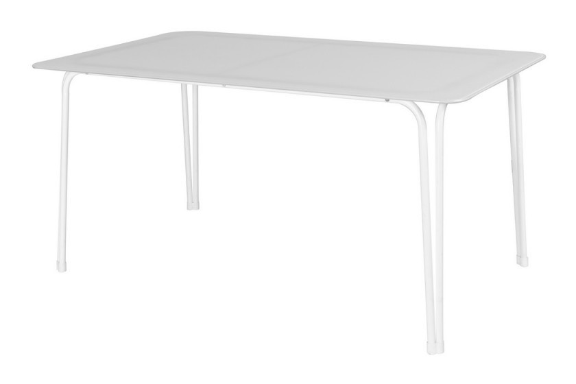 Table de jardin 150cm en acier blanc et verre ALAVA - L 150 x l 90 x H 72 - MA MAISON MES TENDANCES